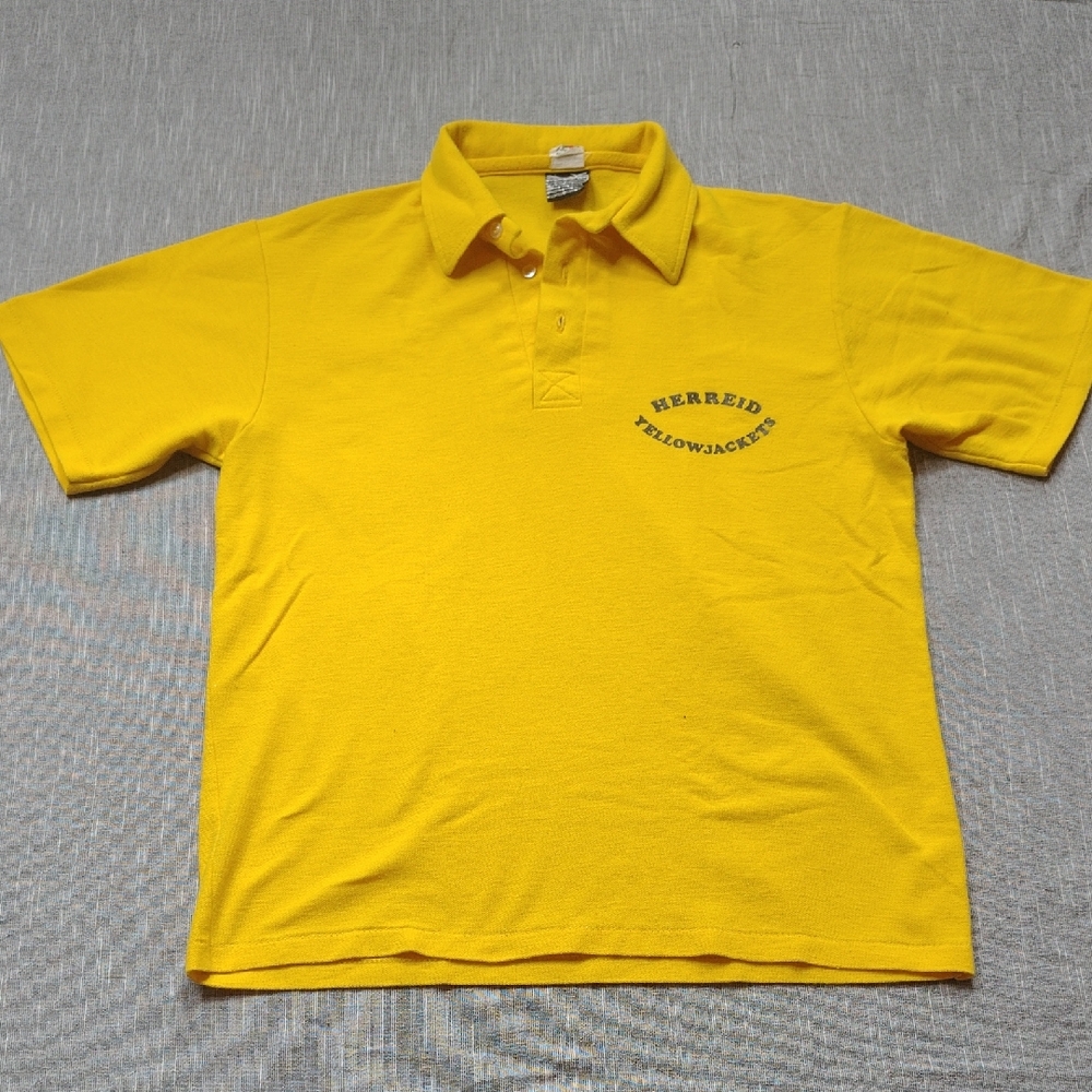 Vintage Fordham Herreid Yellowjackets Polo Shirt Medium Yellow Pique Knit